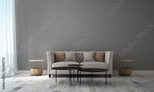 Modern living room interior design and grey texture wall pattern background 