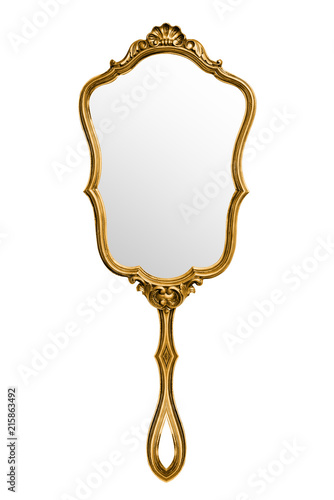 Vintage hand mirror isolated on white, included clipping path