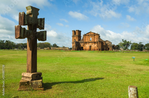 Part of the UNESCO site - Jesuit Missions of the Guaranis: Church, Ruins of Sao Miguel das Missoe, Rio Grande do Sul, Brazil.