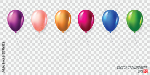 Colorful air balloons isolated on transparent background