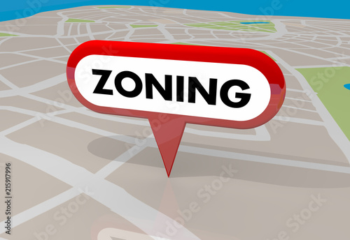 Zoning Ordinance Building Zones Map Pin 3d Illustration