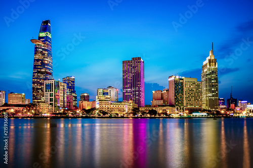 Ho chi minh city at night in Vietnam.