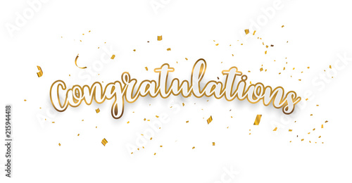 congratulations Gold celebration background with confetti.