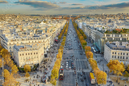 Powietrzny panoramiczny pejzażu miejskiego widok Paryż, Francja