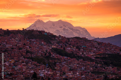 City of La Paz at sunrise, Bolivia