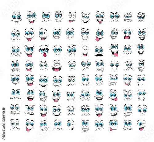 cartoon face expressions set