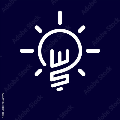 WS Initial Letter with creative bulb Logo vector element. Initial letter bulb Logo Template
