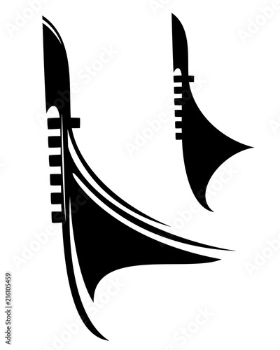 venetian gondola boat black vector outline and silhouette
