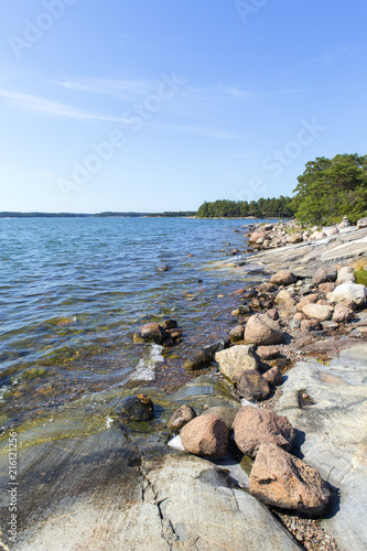 Archipelago view in Finland on a sunny summer day.