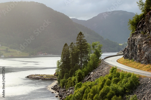 Coastal road along Erfjorden, Rogaland county, Norway