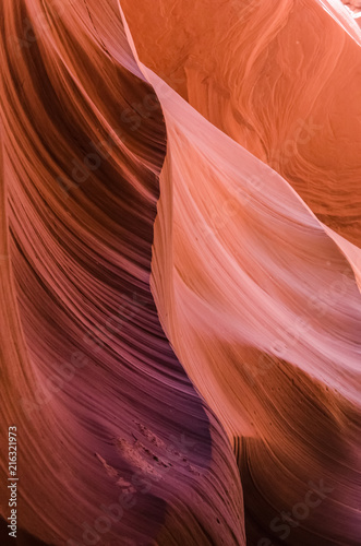 Pink peach wave shapes photographed at slots canyons in Arizona