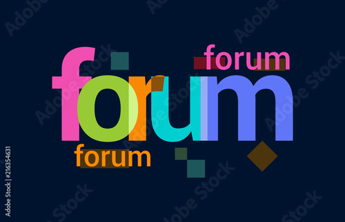 Forum Colorful Overlapping Vector Letter Design Dark Background