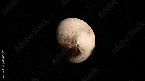 Planète naine Pluton - fond étoilé - rendu 3D