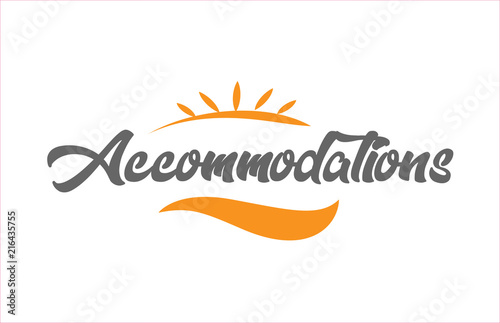accommodations black hand writing word text typography design logo icon