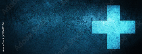 Plus icon special blue banner background