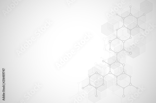 Abstract molecular structure and chemical elements. Medical, science and technology concept. Vector geometric background from hexagons.