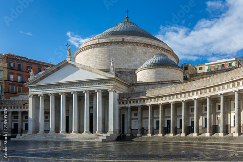 Church San Francesco di Paola, Plebiscito Square ( Piazza del Plebiscito ) in Naples, Italy