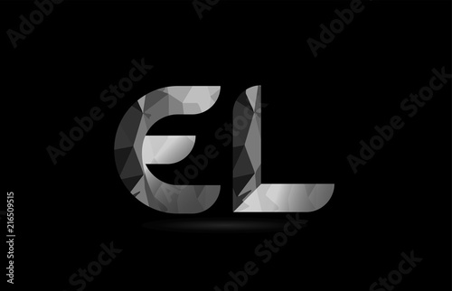 black and white alphabet letter el e l logo combination