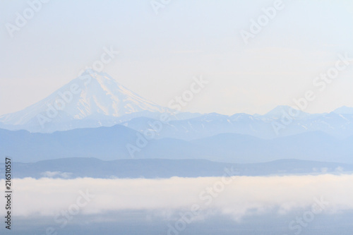 Vilyuchinsky volcano in the fog, Kamchatka peninsula, Russia