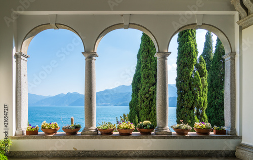 The beautiful Villa Monastero in Varenna on a sunny summer day. Lake Como, Lombardy, Italy.