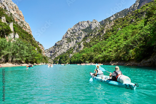 St Croix Lake, Les Gorges du Verdon with Tourists in kayaks, boa