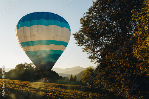 preparing the balloon for the flight into the sky.