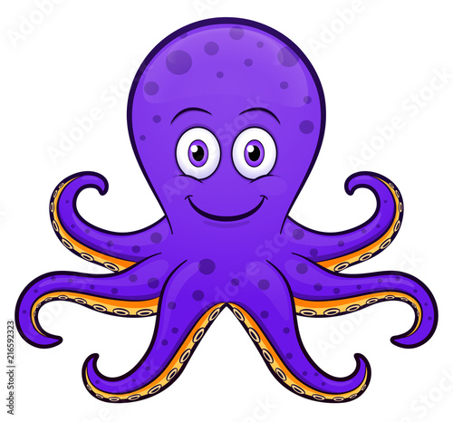 Vector octopus cartoon purple design