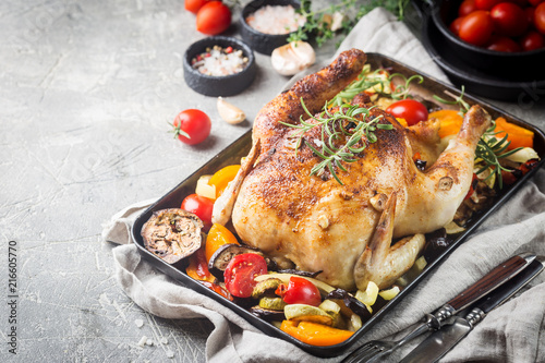 Baked whole chicken