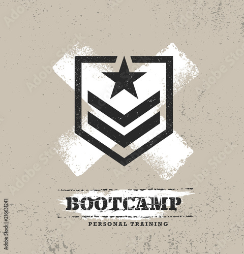 Fitness Body Training Extreme Sport Outdoor Bootcamp Rough Vector Concept. Creative Textured Design Elements