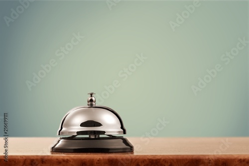 Vintage hotel reception service desk bell