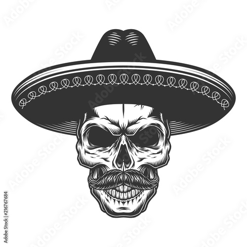Skull in the mexican sombrero