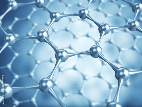 3D illustration of Graphene atomic structure - nanotechnology background illustration