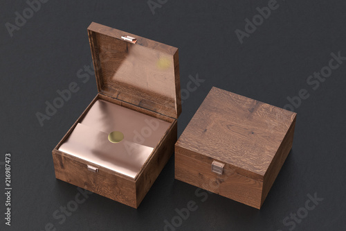 Open and closed square gift box or casket
