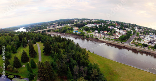 Aerial view of harnessed river fisheye effect