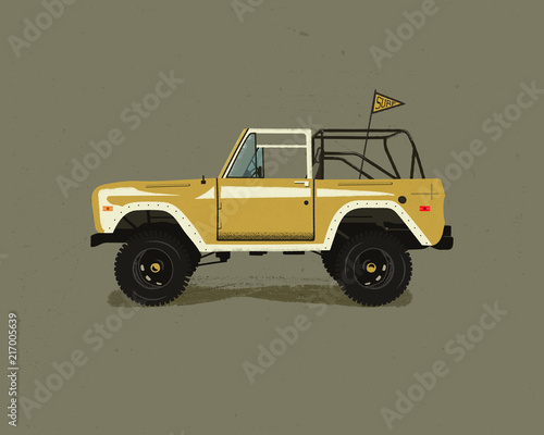 Vintage hand drawn surf car. Retro transportation with surfboard. Old style sufing automobile. Perfect for T-Shirt, travel mugs and otjer outdoor adventure apparel prints. Stock vector isolated