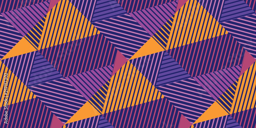 geometric striped and triangles seamless pattern.