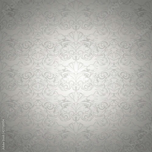 silver vintage background , royal with classic Baroque pattern, Rococo with darkened edges background(card, invitation, banner). Square format