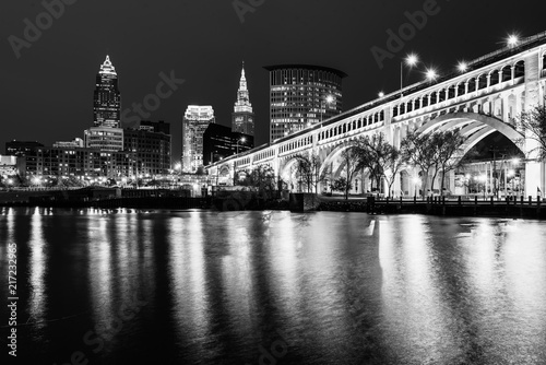 The Cleveland skyline at night, from Heritage Park, in Cleveland, Ohio