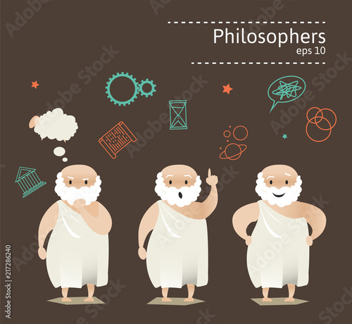 Set of 3 philosophers. Vector illustration