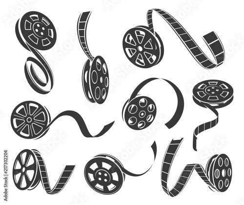 Film reel icons vector set isolated from background