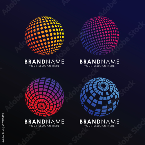 3d colorful sphere logo design. globe vector icon logo
