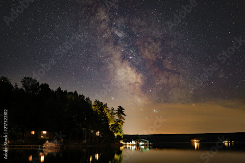 The Milky Way at night over Walloon Lake in Northern Michigan, USA.