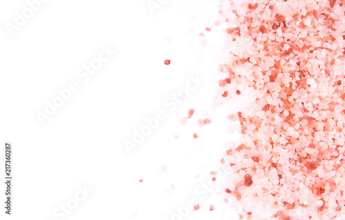 Himalayan Pink Salt isolated on white with copyspace