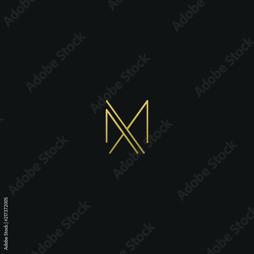 Creative modern elegant MX black and gold color initial based letter icon logo.