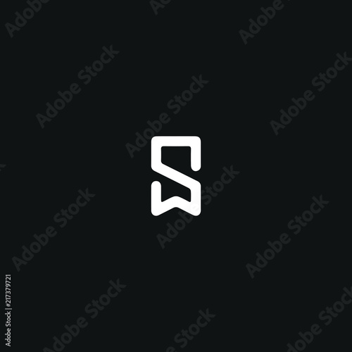 Unique minimal style white and black color SW or WS initial based logo