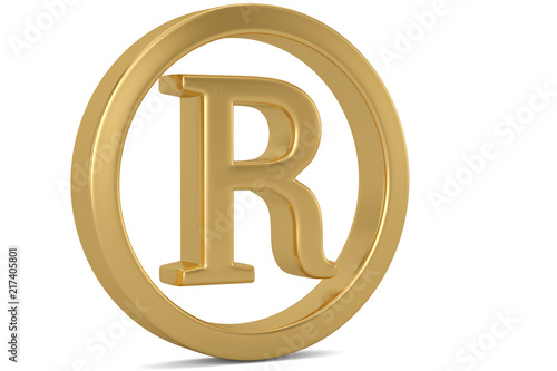 Golden trademark symbol isolated on white background 3D illustration.