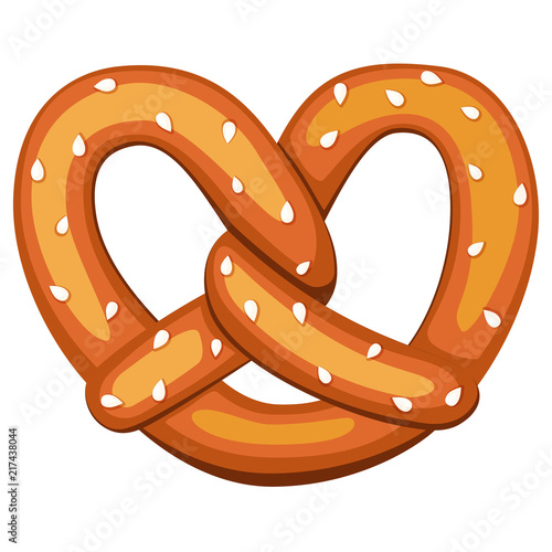 Colorful cartoon pretzel with sesame seed