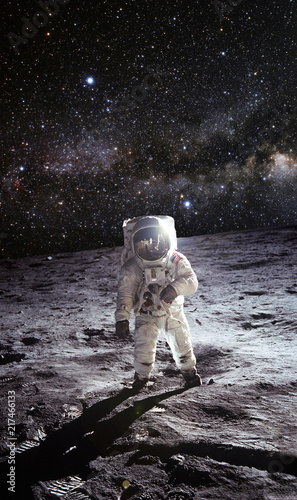 the first man on the moon. Cosmonaut. The photo taken from NASA