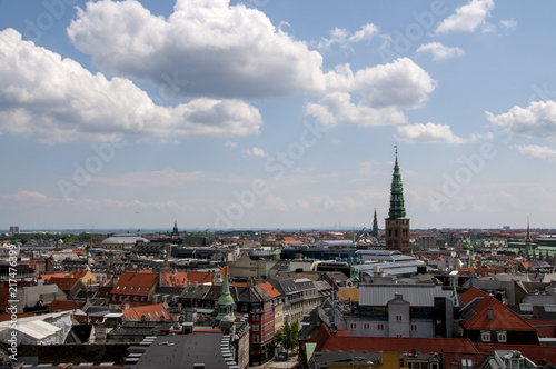 View over Copenhagen rooftops towards the Oresund Bridge