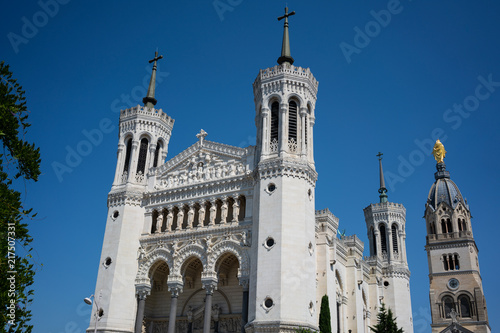 View of Basilica of Notre-Dame de Fourviere in Lyon france